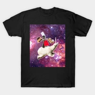 Lemur Riding Bear Unicorn Eating Cake T-Shirt